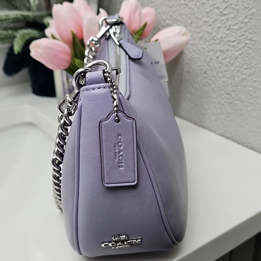 Nwt CoachTeri Lavender Shoulder Bag Smooth Leather with Signature Quilting - Picture 3 of 16